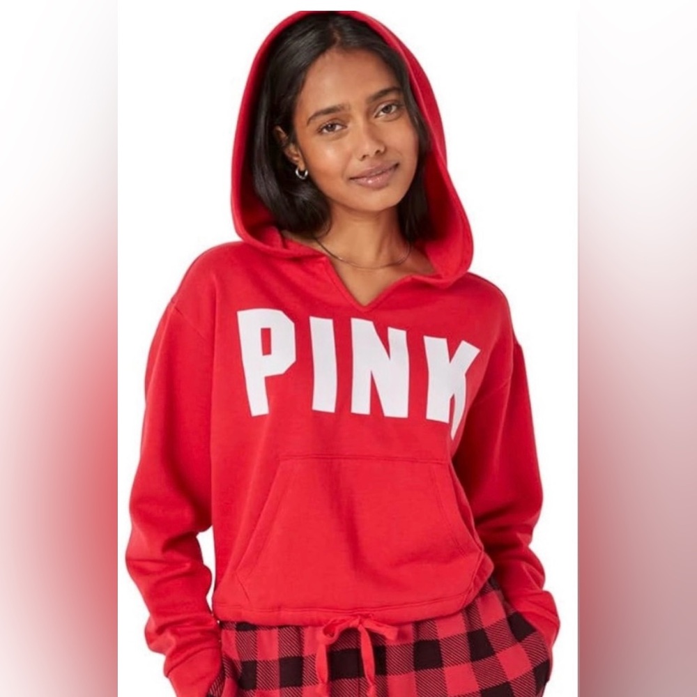 Victoria’s Secret Pink Drawstring Cropped Hoodie Medium